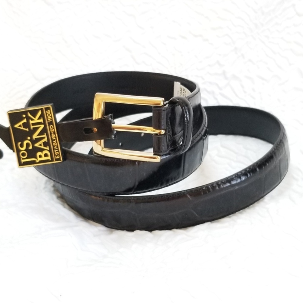 Jos. A. Bank Black Crocodile Emboss Leather Belt
